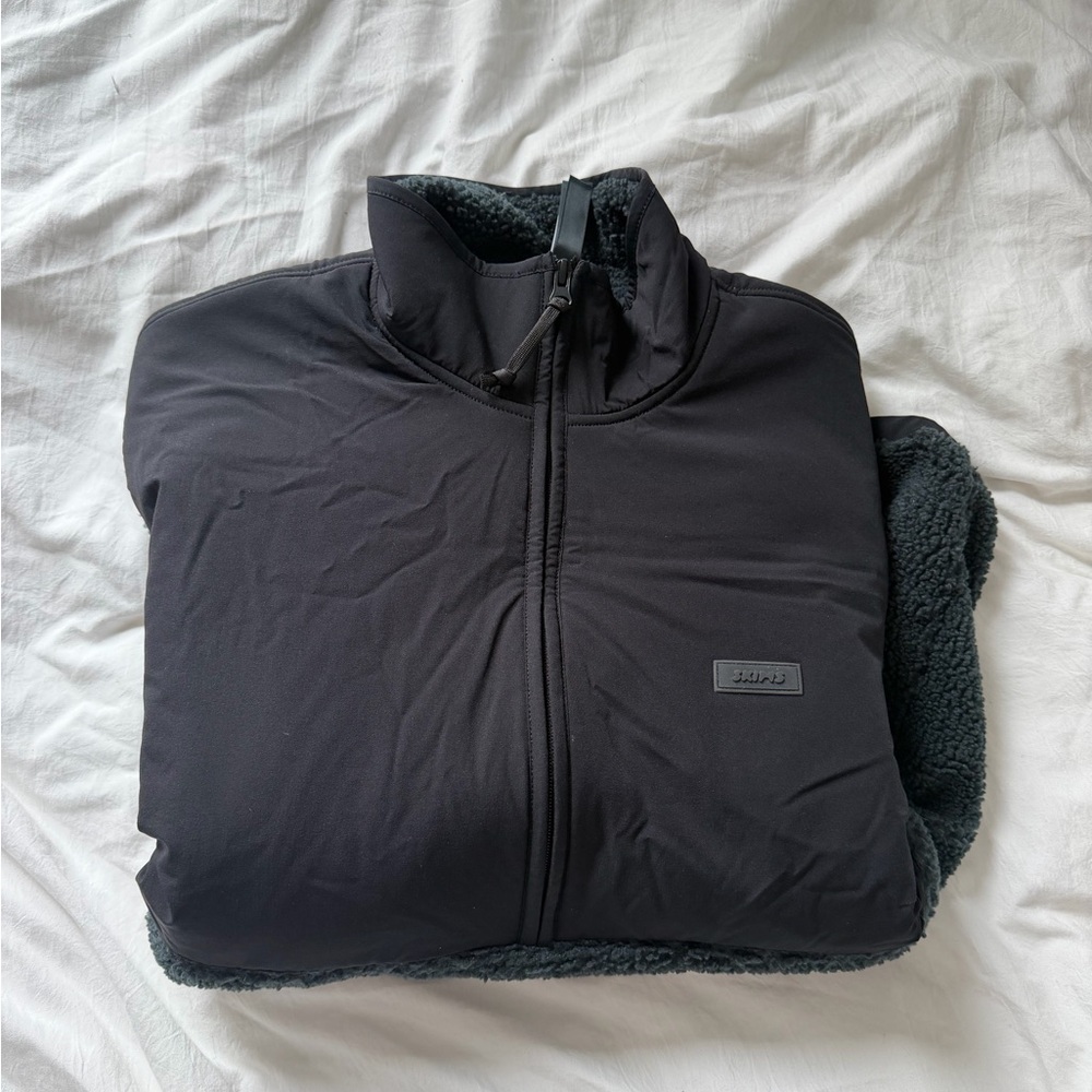 SKIMS Black Sherpa Zip-Up Jacket